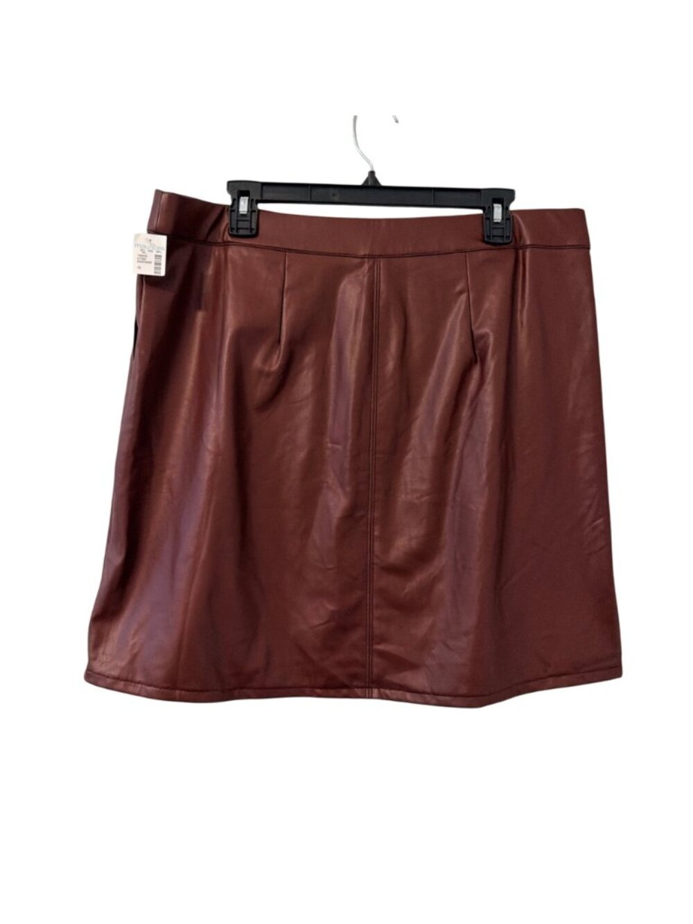 Maurices Faux Leather Burgundy Mini Skirt Sz 16 Coating Polyester Blend Lining.N - Picture 8 of 12